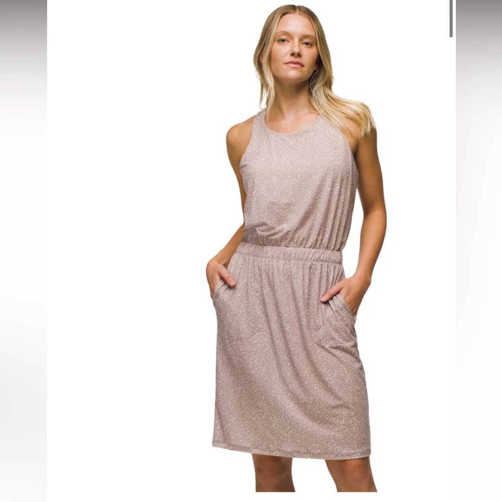 Comfortable Flattering Tan Prana Kamen Sleeveless Dress